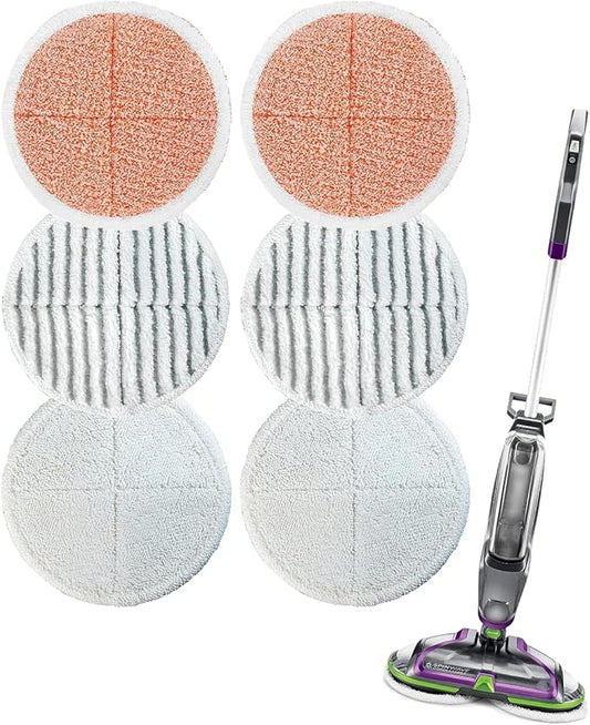 6 Pack Replacement Mop Pads Compatible with Bissell Spinwave Mop: 2124 2039 2039A 2039Q 2039T 2039W 20391 20393 20395 20399 2307 2315A 23157 23159