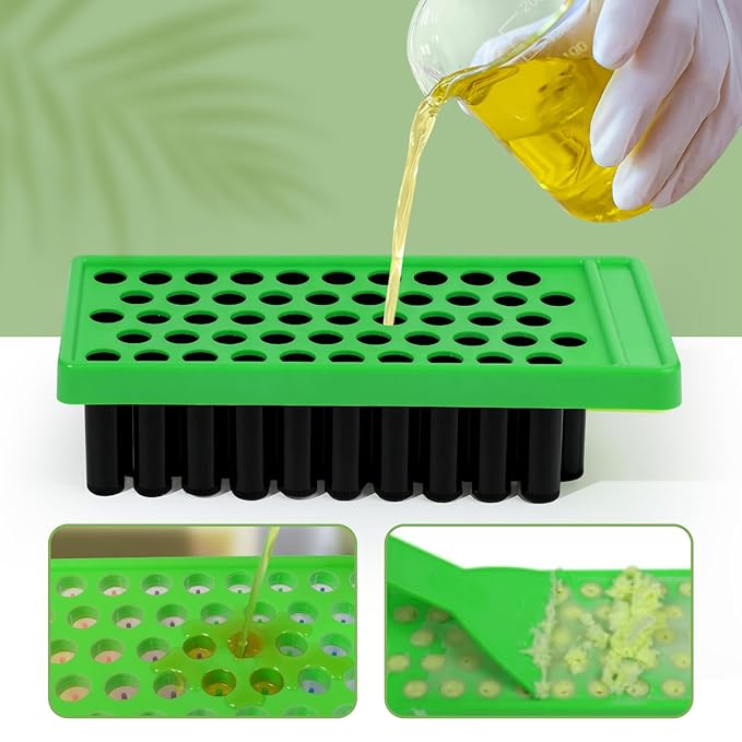 Lip Balm Crafting Kit, 50 Pieces Empty Lipsticks Filling Tubes Mold Handmade Set Pallet with Scraper, Lip Balm Tubes with Filling Tray and Spatula for Women Girl Cosmetics Makeup, Black