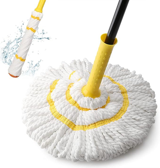 KeFanta Self-Wringing Twist Mop for Floor Cleaning, Long Handled Microfiber Floor Mop with Top Scouring Pad for Kitchen, Hardwood, Restaurant, Bathroom, Garages, Warehouses, Office,57-inch