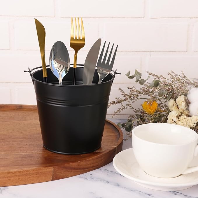 15 Pack 5.1" Black Metal Bucket, Elegant Galvanized Buckets with Handles, Tin Buckets, Small Iron Bucket, Metal Pail for Party Favors, Crafts, Garden & Beach