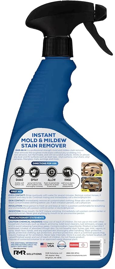 RMR-86M Marine Mildew-Stain Remover, Instantly Removes Mold Stains and Mildew Stains, Sodium Hypochlorite Formula, Less Abrasive, Easy to Use
