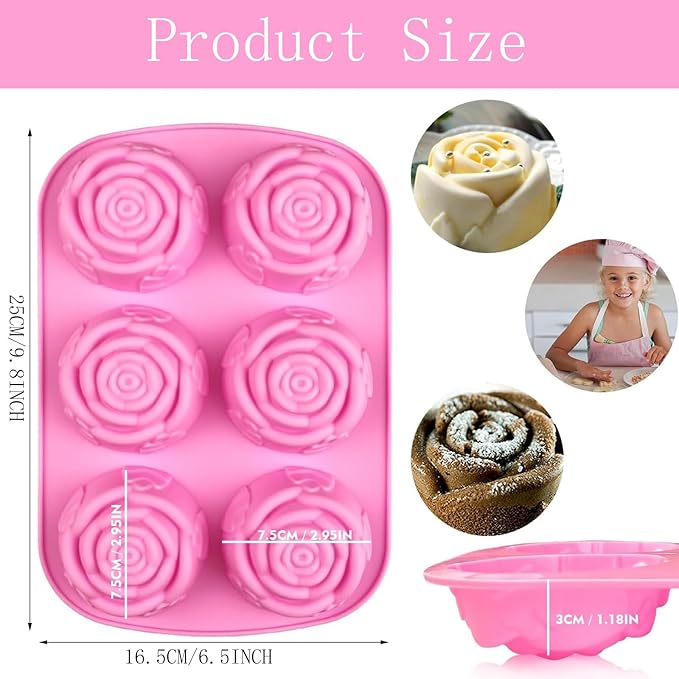 Rose Flower Soap Mold, 2 Pack Rose Ice Cube Mold, Rose Silicone Molds for Soap,Making Bath Bomb (Rose Flower)