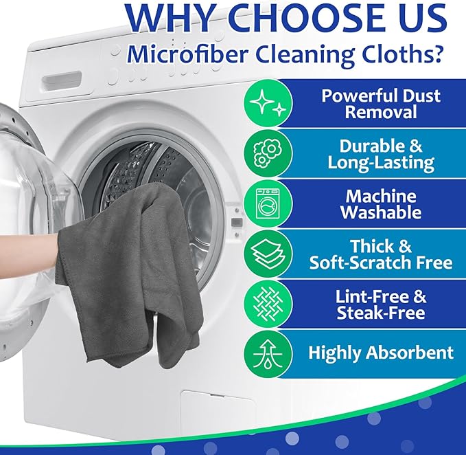 Newwiee 3 Pcs Extra Large Microfiber Cleaning Cloth 30" x 20" Washable Reusable Microfiber Towel Streak Free Lint Free Cloth for Cleaning Home Glass Office Window Bathrooms (Gray)