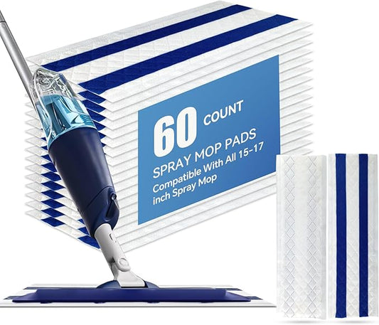 60 Count Ultrathick Microfiber Mop Pads Refills for Bona Hardwood Floor Cleaner & All 15''-17''Hook & Loop System Mop.Disposable Heavy Duty Mopping Pads for Floors Cleaning.