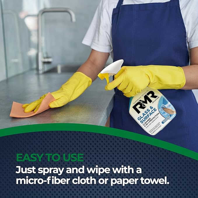 RMR Shower Spray, 2-in-1 Glass and Surface Cleaner Plus Repellent, Streak-Free Multi-Surface Treatment for Window, Car, and More, 30-Fluid Ounce Spray Bottle