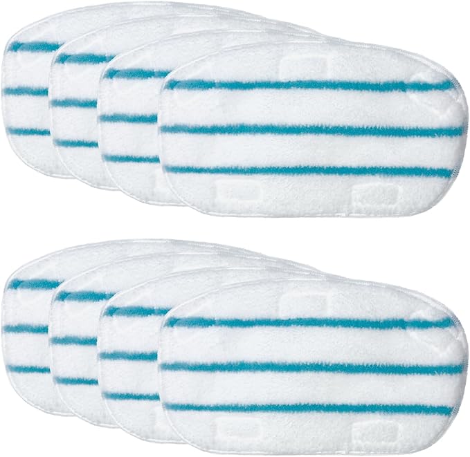 Steam Mop Pads Compatible with PurSteam ThermaPro 10-in-1 and ThermaPro 211 Steam Mop Cleaner Microfiber Pur steam Mop Replacement Pads (Blue and White-8pcs)