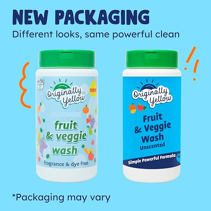 Originally Yellow USA Made All-Purpose Fruit And Vegetable Wash | Food-Grade Fruit and Veggie Wash With No Aftertaste | Powerful Cleaning & Safe Ingredients | Plant-Derived Produce Cleaner | 2 lb