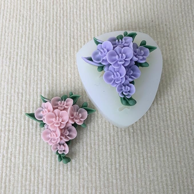 3D Flower Bouquet Candle Soap Silicone Molds Fondant Chocolate Candy Cake Decorating Mould Resin Clay Baking Pastry Tools (Moth Orchid)