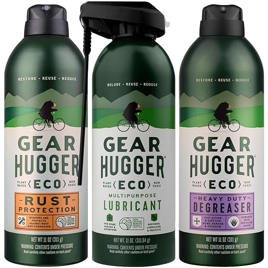 Gear Hugger Lubricant, Degreaser & Rust Remover - Eco-Friendly (11 oz, Pack of 3), Garage Door Lubricant Spray, Heavy Duty Oven Cleaner & Rust Protection - Plant-Based, No Petroleum, No PTFE, Green