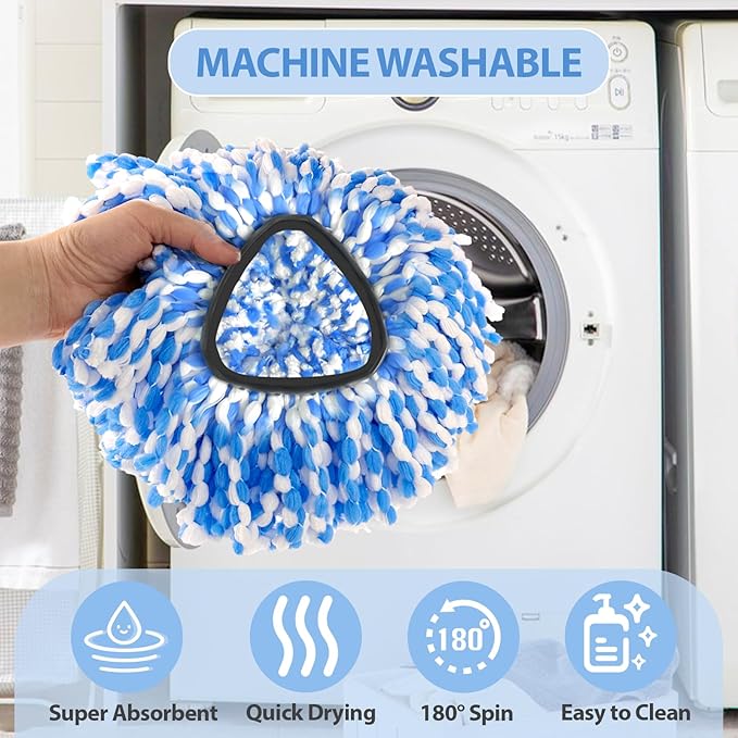 Spin Mop Replacement Heads, Microfiber Mop Refills, Easy to Replace, 4 Pack
