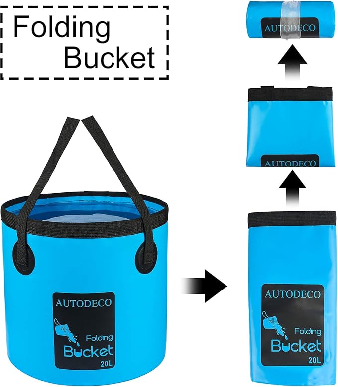 AUTODECO Collapsible Bucket 5 Gallon Container Folding Water Bucket Portable Wash Basin 20L
