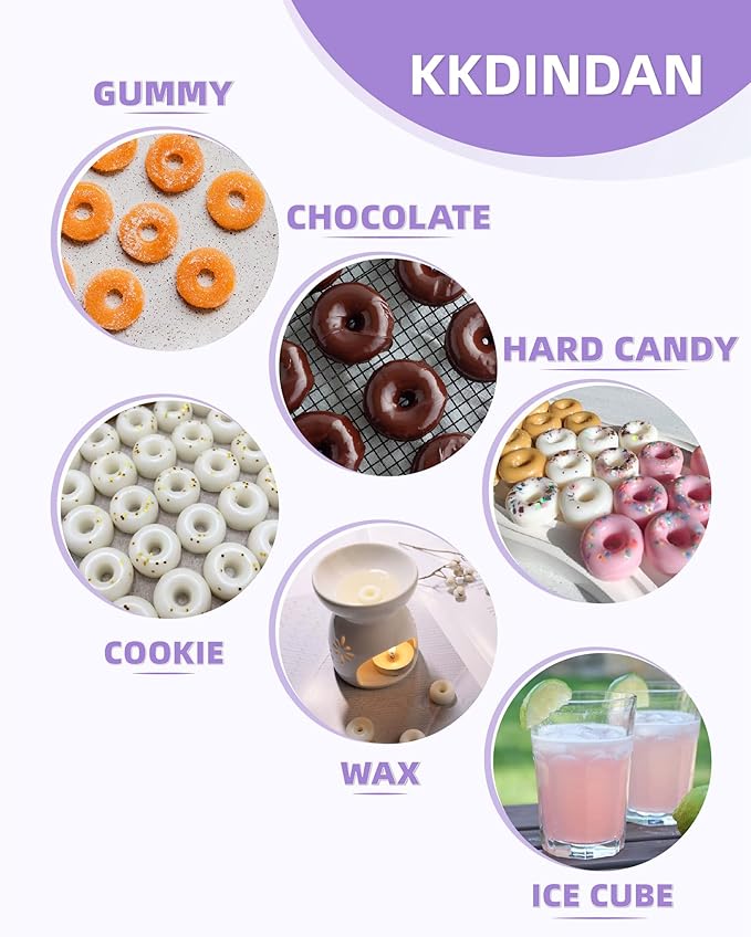 Donut Silicone Candy Molds with 2 Droppers, 4 Packs Mini Donut Pan Mold Gummy Mold, 40-Cavities Non-Stick Food Grade Mold for Hard Candies, Chocolate, Ice Cube, Jelly