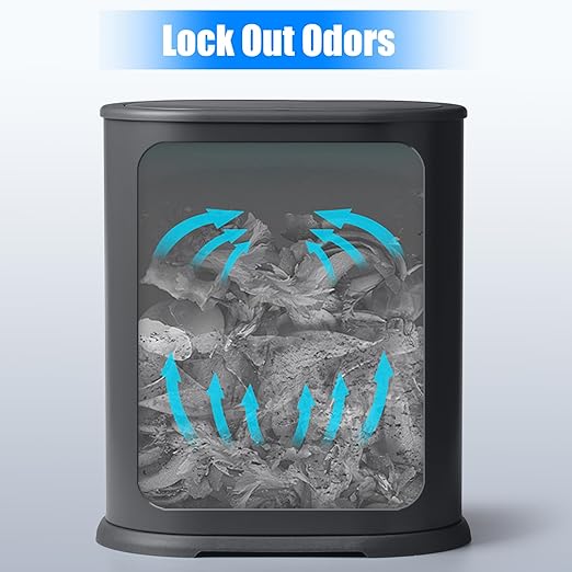 Anzoymx Stainless Steel Bathroom Trash Cans with Lids 1.8 Gallons Small Garbage Can with Pop up Lid Dog Proof Narrow Wastebasket Slim Bins Set for Bedroom, Living Room, Toilet, Office, Rv (Grey)