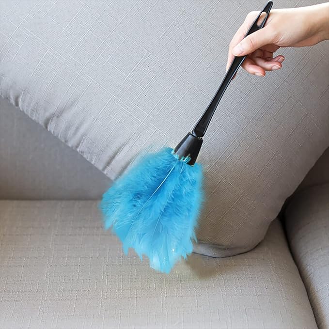 Turkey Feather Dusters for Car Blinds Kitchen Keyboard Office, Eco-Friendly Reusable （2 pcs Blue）