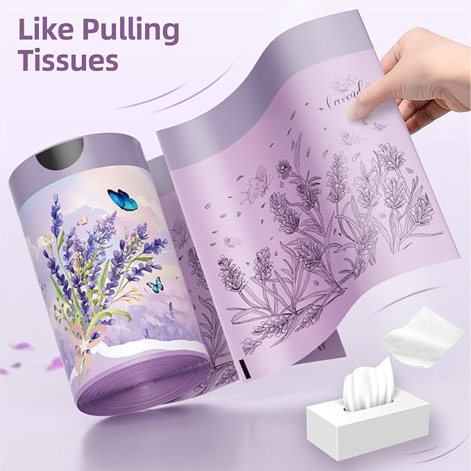 13 Gallon Trash Bags Drawstring, 50 Count Tall Kitchen Trash Bags, Sturdy Large Trash Bags, Lavender Printed Garbage Bags 13 Gallon Tall Kitchen, Tear Resistant Garbage Bags for Kitchen, Bathroom