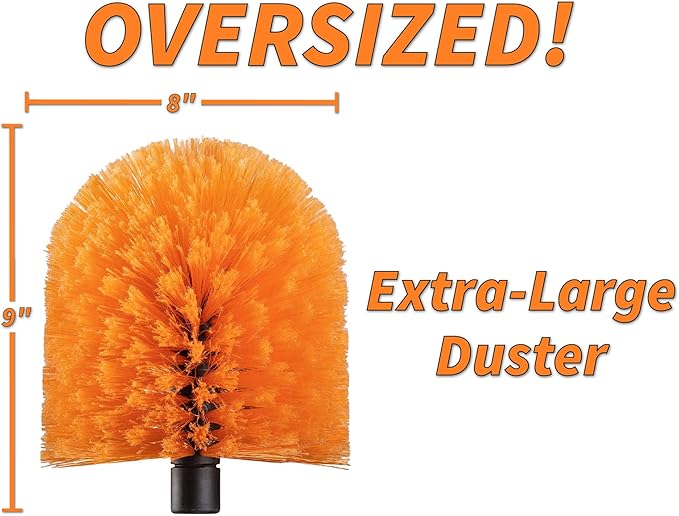 Cobweb Duster Head Brush // Big and Puffy Spider Web Brush for Outdoor & Indoor Web Cleaning // Twist-On Corner Duster Fits Standard Acme Threaded Extension Poles // Best Cobweb Brush Head (No Pole)