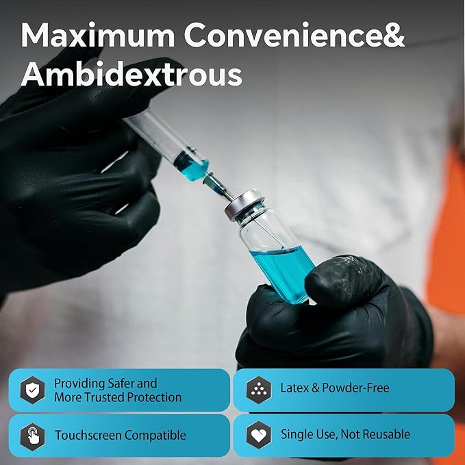 HEAVY DUTY 6 Mil Nitrile Black Gloves Disposable Latex Free Rubber Cleaning Mechanic Food Prep Tattoo Gloves 1000PCs