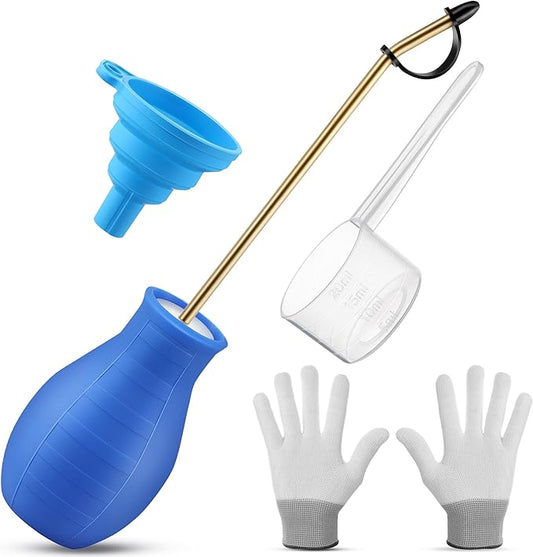 Qualirey Diatomaceous Earth Powder Duster, Blue, 16 oz, 9" Long Metal Tube, Bulb Duster Sprayer for Organic Gardening & Pest Control