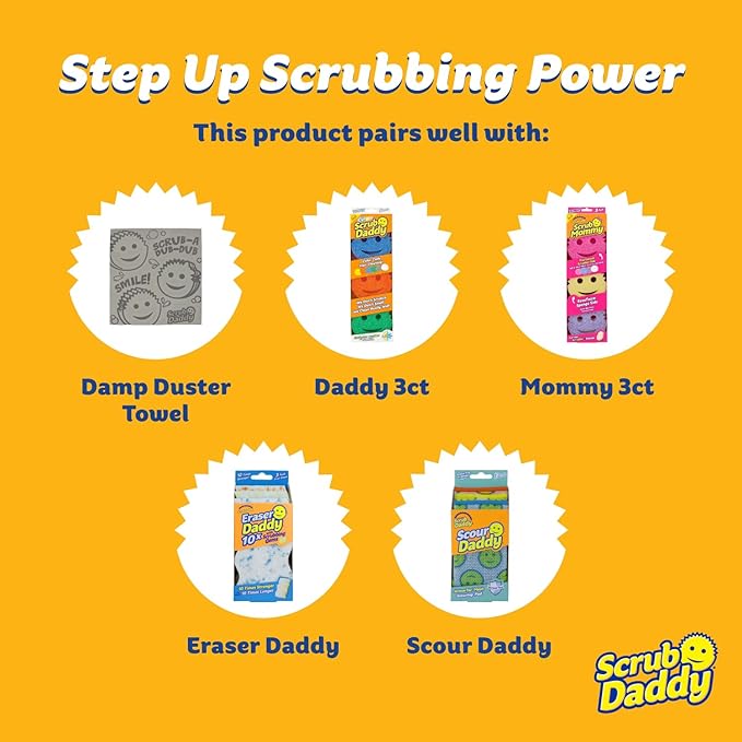 Scrub Daddy Damp Duster Dusting Sponges (8 Count) - Dust Remover for Household Cleaning - Duster for Vents, Railings & Blinds - Reusable Baseboard Cleaner