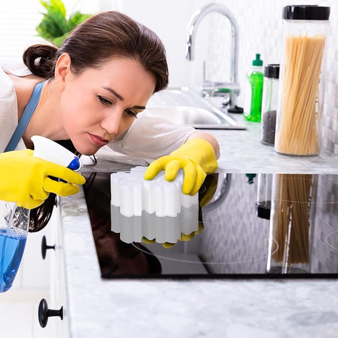 Tioncy 12 Pack Christmas Snowflake Sponges Bulk Dual Sided Scrubber Christmas Kitchen Sponges Dishwashing Non Scratch for Kitchen Accessories Dish Scouring