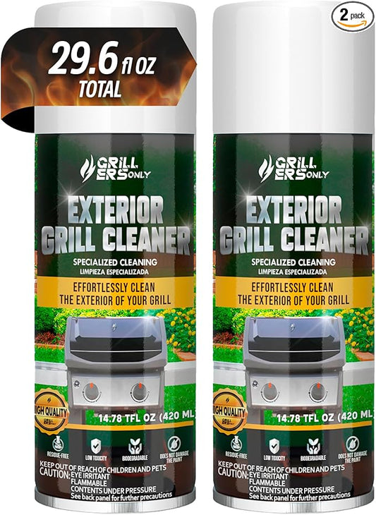 2-Pack Exterior Grill & Outdoor Cleaner Spray 14.8 fl oz | Multi-Surface Degreaser for Grills Griddles & Patio Furniture