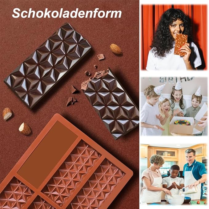 3 Pack Chocolate Mold Silicone, 6 Cavity Silicone Deep Chocolate Bars Molds, Non-stick Dubai Chocolate Mold for Dubai Bar Pistachio, Chocolate Snacks, Milk Bar