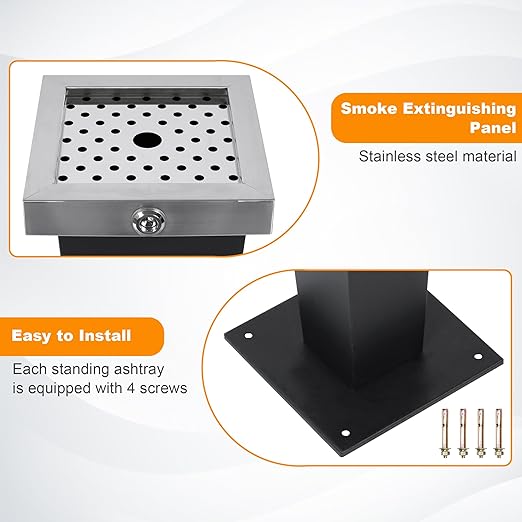 Commercial Trash Receptacle Outdoor, Standing Trash Can with Lock Design, Large Capacity Inner Bucket, Metal Trash Bin for Porch Patio Yard Driveway Backyard Office