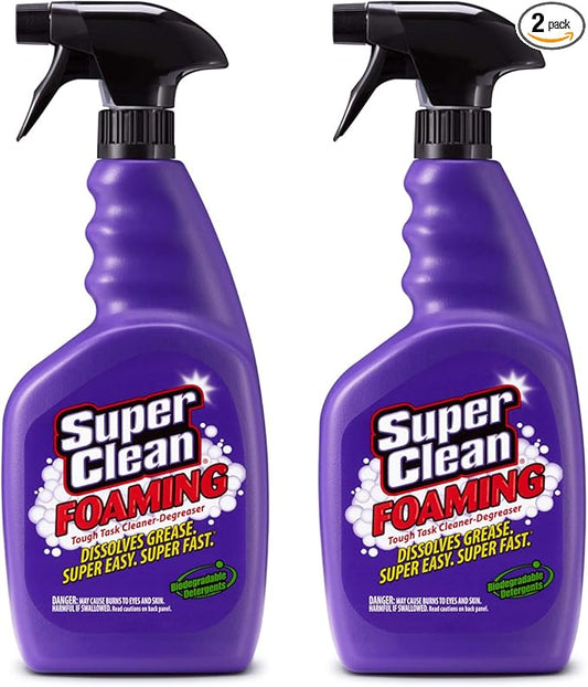 Foaming Multi-Surface All Purpose Cleaner Degreaser Spray, Biodegradable, Full Concentrate, 2 pack (64oz) by Super Clean