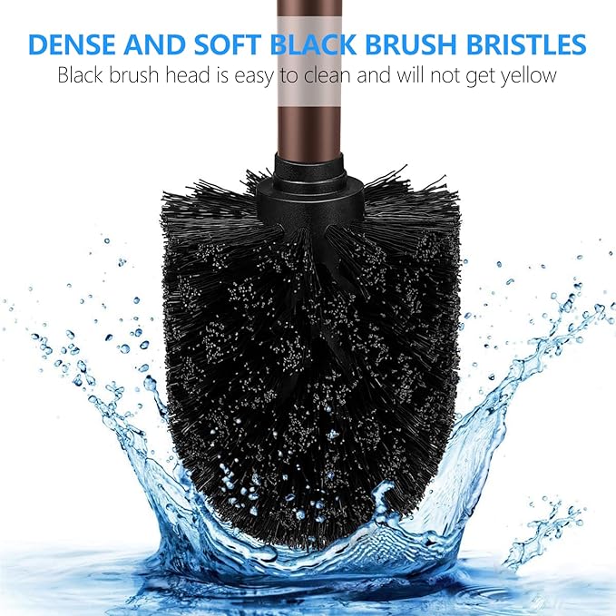 SetSail Toilet Brush, Compact Size Toilet Bowl Brush and Holder Toilet Brushes for Bathroom with Stainless Steel Handle Toilet Cleaner Brush with Durable Scrubbing Bristles, 3 Packs,Brown
