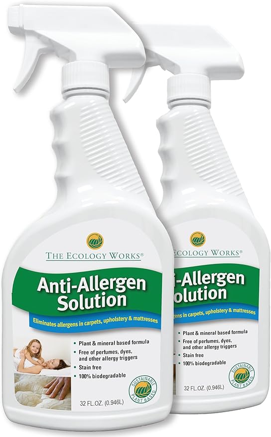 The Ecology Works Solution - Plant-Based Dog & Cat Dander Remover Spray and Dust Mite Waste Reducer for Relief from Allergies - For Cleaning Home, Bedding, & Furniture Naturally