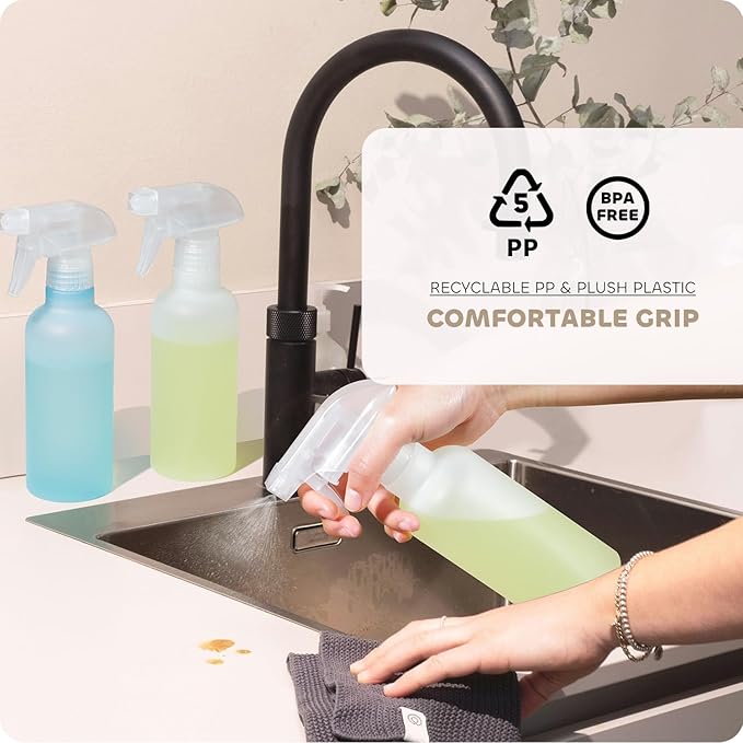 Spray Bottles, Small Spray Bottle for Hair Cleaning Plants Pet, Mist/Stream Adjustable, BPA-free Plastic Water Squirt Bottle 10 oz (300ml), 2 Pack