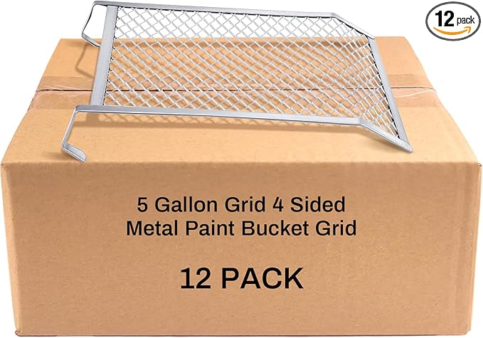 Landhoow 12 Pcs Paint Roller Grid for 5 Gallon Buckets, Paint Screen Strainer 4 Sided Metal Bucket Grid, Silver