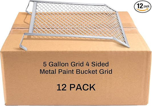 Landhoow 12 Pcs Paint Roller Grid for 5 Gallon Buckets, Paint Screen Strainer 4 Sided Metal Bucket Grid, Silver