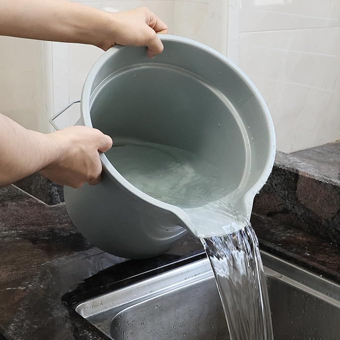 6 Packs Commercial Pail Bucket, Heavy-Duty 14-Quart Cleaning Spout Bucket with Handle, Grey
