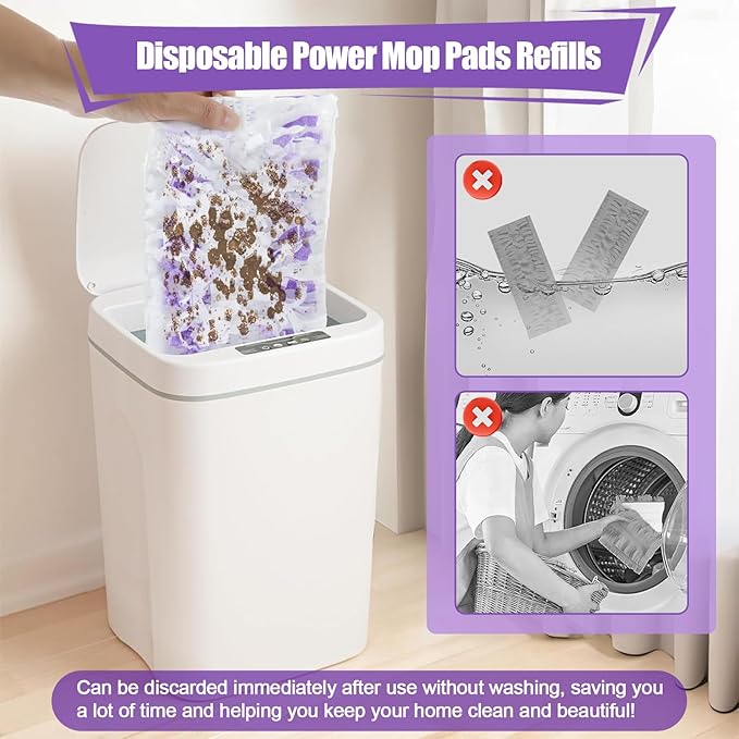 32 Pack Disposable Power Mop Pads for Swiffer PowerMop, 5X Power Mop Refills for Cleaning, 14-Layer Unscented Thickened Multi-Surface Replacement Mopping Pads Refills for Floor Cleaning