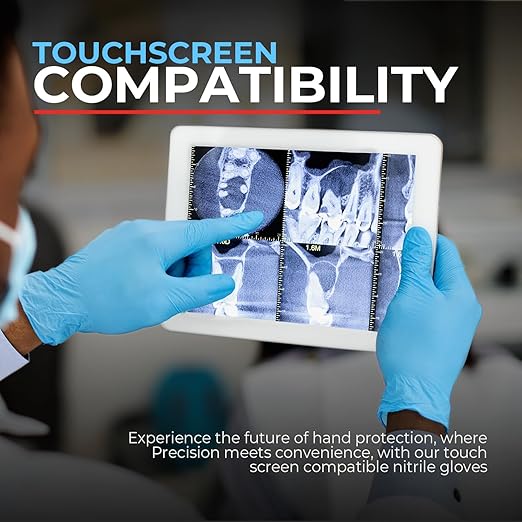 Heavy Duty 6 Mil Blue Nitrile Gloves Disposable Latex & Powder Free -Extra Stretchy Fentanyl Safe |Medical,First Aid Kit,EMT|Food Safe Rubber Gloves for Cooking & Cleaning|Bulk Pack (1000)