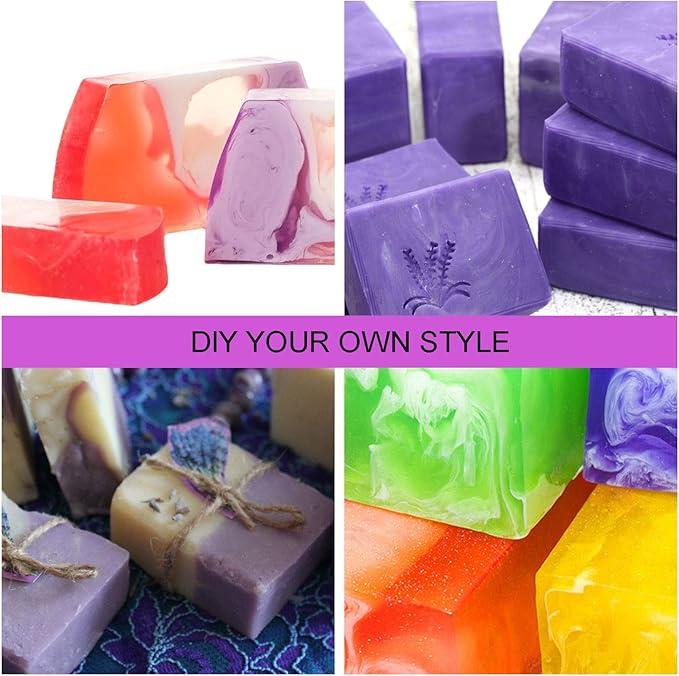 ZOENHOU 4 PCS 42oz Purple Soap Molds and 4 Wooden Lids, Flexible Rectangular Silicone Soap Making Molds Kit with Wood Box DIY Tool Set for Soap Making Supplies