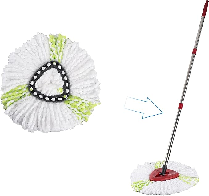 Matthew Cleaning 3Pack Green Microfiber Spin Mop Replacement Head Compatible with EasyWring Spin Mop Replace Head-EasyWring High Absorbency,Machine Washable,Microfiber Spin Mop Refills