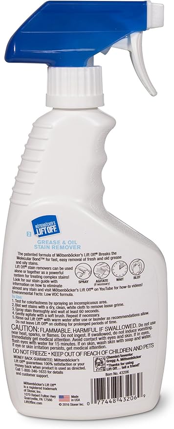 Motsenbocker’s Lift Off 99089 3-in-1 Stain Removal Kit 16-Ounce Spray Bottles Fast and Easy Removal of All Types of Stains Use for Pre-Wash Laundry Treatment Safe on Non-Washables Low VOCs, Set of 3