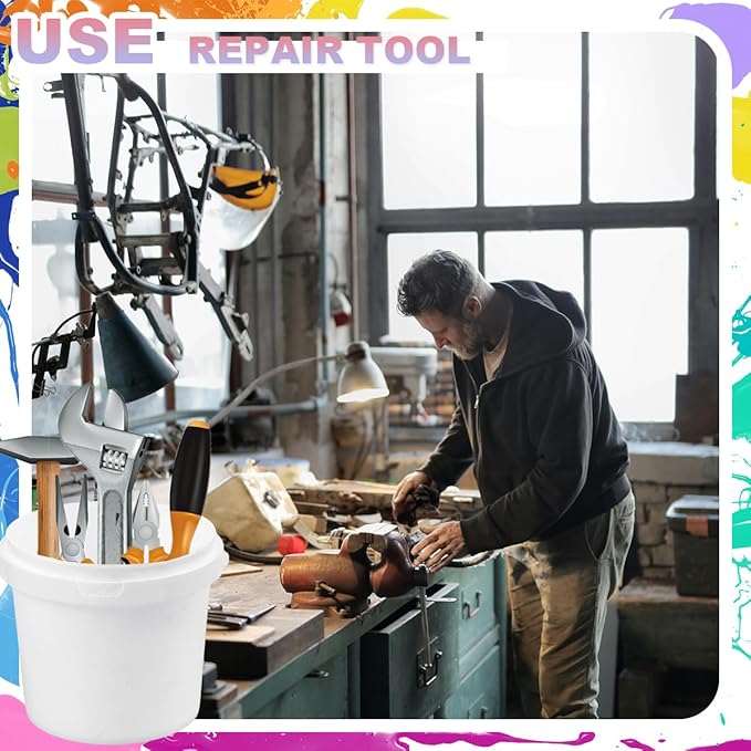 10 Pcs Paint Buckets with Lids and Handles 2 Quart Paint Cans (for Paints) Empty Paint Cans Plastic Paint Containers for Storing Leftover Paint Pigment Varnish, Crafts, Garage Organization