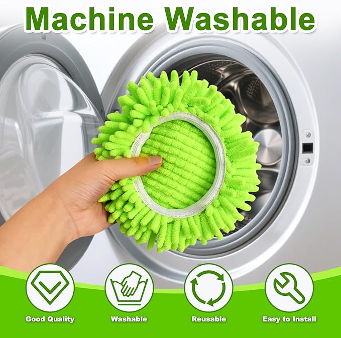 Mop Replace Head for O Cedar, Spin Mop Heads Replacements for Ocedar RinseClean 2 Tank Spin Mop, Chenille Duster for Ocedar Mop Include 3 Pack Microfiber Chenille Mop Pad for Ocedar Spin Mop