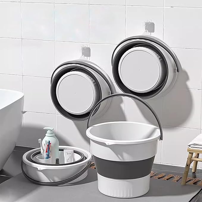 Collapsible Bucket 4.5 Gallon/17L Large Plastic Household Cleaning Mop Buckets Foldable Water Bucket for Car Wash Fishing Camping Beach (White)