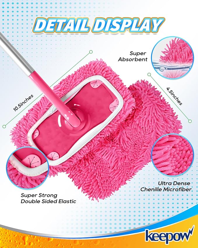 Reusable Dry Sweeping Cloths Microfiber Wet Mop Pads Compatible with Swiffer Sweeper Mop Replacement Sweeping Mopping pad Refills for Hardwood Surface Floor Cleaning (4PCS)