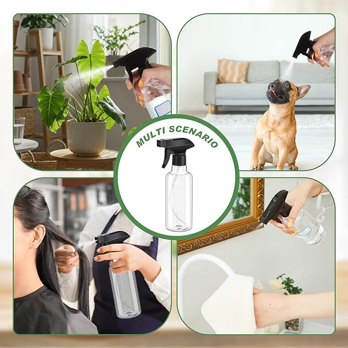 9 Pcs 10oz/300ml Plastic Spray Bottle Bulk for Plant Small Spray Bottle Fine Mist Water Sprayer with Measurement Upgraded Adjustable Nozzle Refillable Empty Container for Cleaning, Hair, Cooking