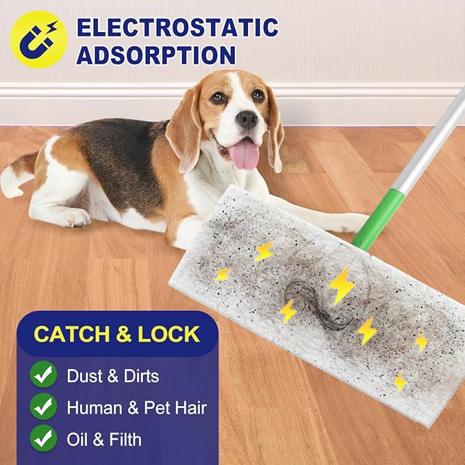 Orighty Dry Sweeping Cloths, Mop Pads Refills Compatible with Swiffer Sweeper, 120 Count Disposable Duster Refills for Floor Mopping and Cleaning