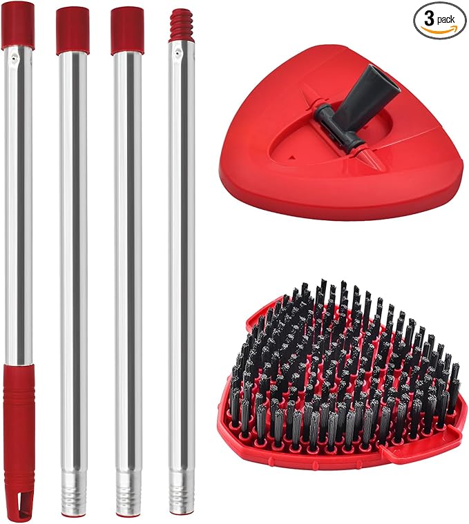 Mop Handle for Ocedar, Spin Mop Handle Replacement for O Cedar, 4 Section 30" to 58" Mop Handles for Ocedar Spin Mop, Include Mop Stick, Upgrade Mop Scrubber Head and Mop Base for Cedar Mop