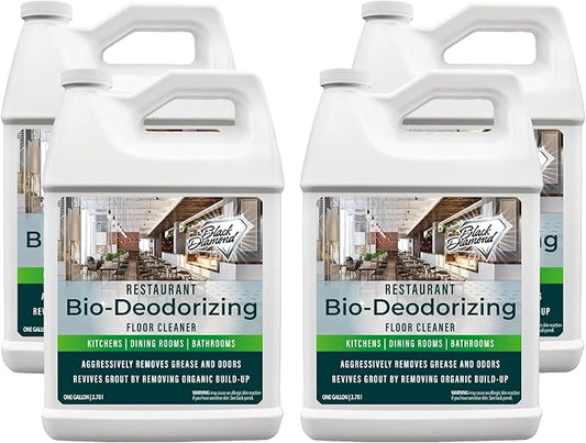 Restaurant Bio-Deodorizing Floor Cleaner Heavy Duty Concentrated Enzyme Degreaser & Odor Eliminator for Use in Mopping Bathroom, Kitchen, and Dining Room. Removes Grease & Urine Odors. (4)