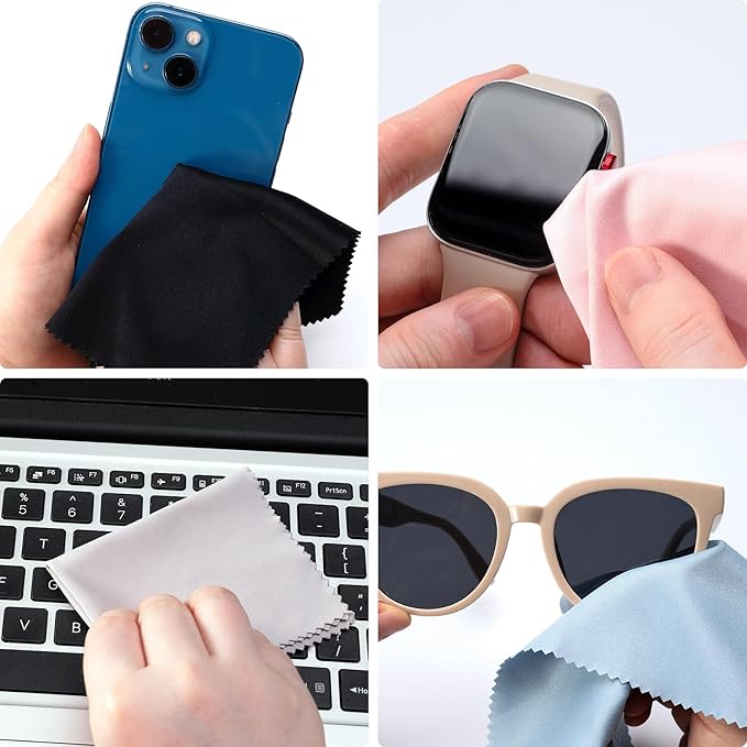 Vemiss 18 Pack Microfiber Cleaning Cloths, Eyeglasses Cleaner Wipes, Lens Wipes for Sunglasses Camera Lenses Cell Phones Laptops and More (Color 1)