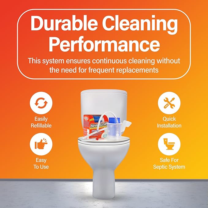 Self Cleaning Toilet System Replacement Cartridge, 1.65 oz, Lasts Up to 3-5 Months Continuous Toilet Bowl Cleaning - 6 Pack