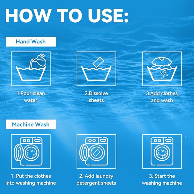 YUCO Laundry Detergent Sheets 100 Washes, Concentrated Laundry Detergent, Washing Soap Washer Sheet, for Deep Cleaning Grament Freshening, Hypoallergenic, Plastic Free Packaging (Ocean Breeze)